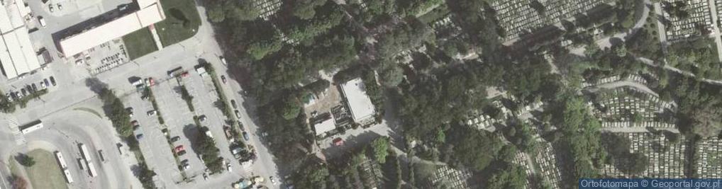 Zdjęcie satelitarne Kaplica ekumenicza - cmentarz komunalny Prądnik Czerwony