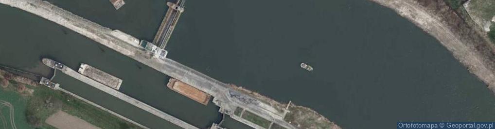 Zdjęcie satelitarne śluza i jaz Groszowice- rz. Odra [144