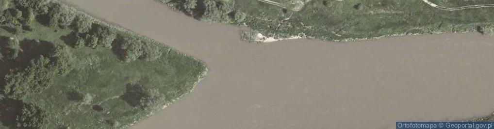 Zdjęcie satelitarne wylot kanału śluzy Przewóz- rz. Wisła [L91