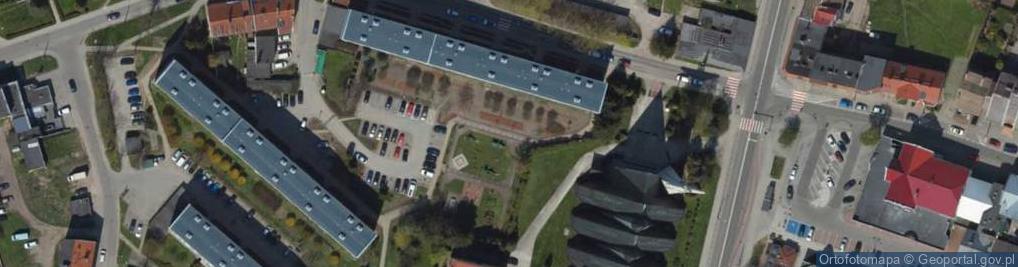 Zdjęcie satelitarne Elbląg, Robotnicza, kostel matky Boží královny Polska, detail střechy