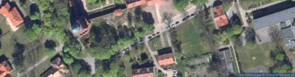 Zdjęcie satelitarne Frombork wzgorze kat baszta wejsciowa