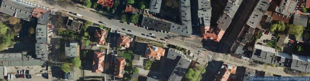 Zdjęcie satelitarne Katowice - Róg ulic Poniatowskiego i Skłodowskiej