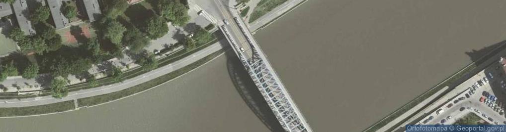 Zdjęcie satelitarne Krakov, Kazimierz, most marszalka Piłsudskiego