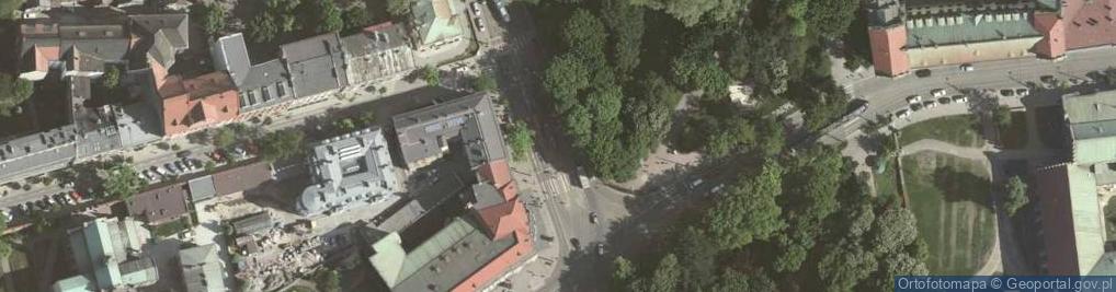 Zdjęcie satelitarne Krakov, Stare Miasto, tramvajová zastávka