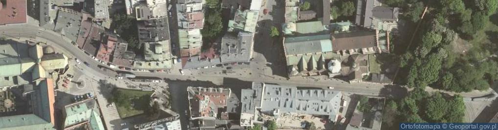 Zdjęcie satelitarne Krakov, Stare Miasto, ulice Dominikańska, tramvaj