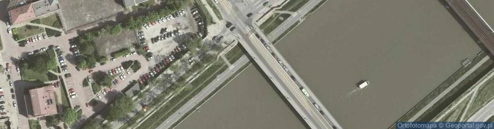 Zdjęcie satelitarne Most Powstańców Śląskich w Krakowie od strony Śródmieścia