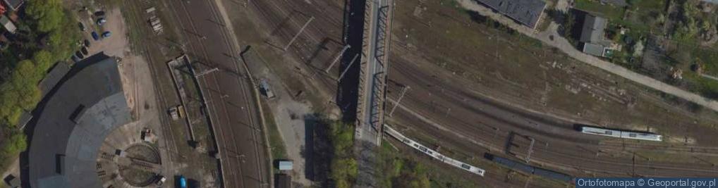 Zdjęcie satelitarne Tczew, 1 maja, trať směrem k mostu