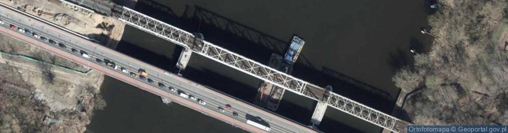 Zdjęcie satelitarne most kolejowy [WWŻ8,09]- rz. Regalica [734,6cd.kmOdry]