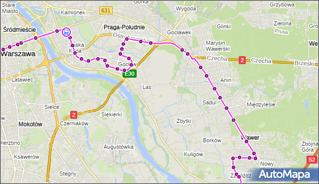 Rozkład jazdy autobusu N22 na przystanku Adampolska 01. ZTM Warszawa na mapie Targeo