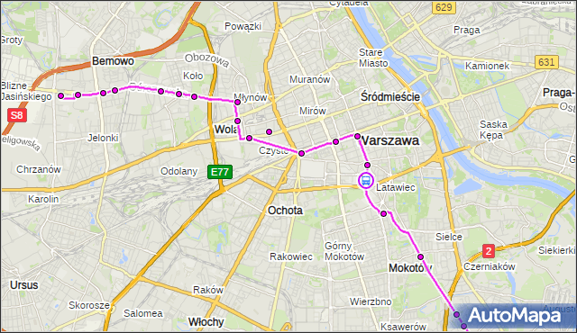 Rozkład jazdy autobusu 501 na przystanku Metro Politechnika 05. ZTM Warszawa na mapie Targeo