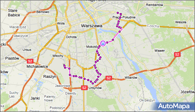 Rozkład jazdy autobusu 148 na przystanku Ogrody Działkowe Czerniaków 02. ZTM Warszawa na mapie Targeo