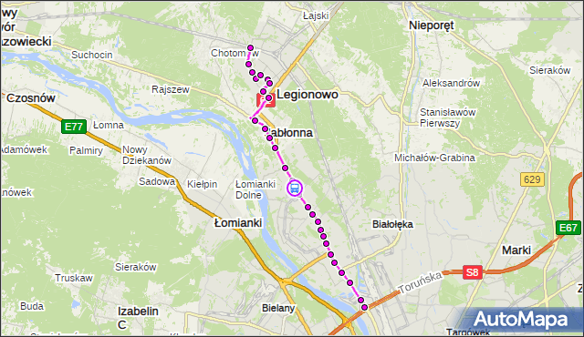 Rozkład jazdy autobusu 723 na przystanku Dąbrówka Szlachecka 01. ZTM Warszawa na mapie Targeo
