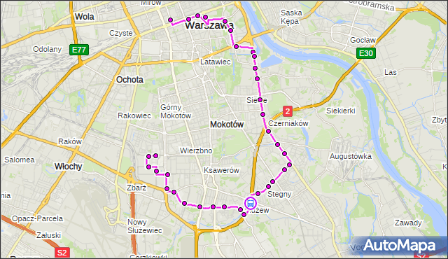 Rozkład jazdy autobusu N33 na przystanku Dolina Służewiecka 01. ZTM Warszawa na mapie Targeo