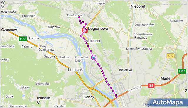 Rozkład jazdy autobusu 723 na przystanku Dąbrówka Szlachecka 02. ZTM Warszawa na mapie Targeo