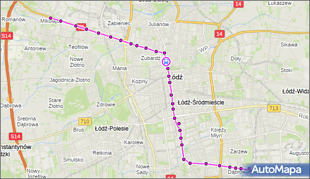 Rozkład jazdy tramwaju 2 na przystanku Zachodnia - Lutomierska. MPKLodz na mapie Targeo