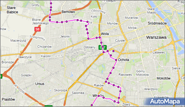 Rozkład jazdy autobusu 154 na przystanku Grzymały-Sokołowskiego 05. ZTM Warszawa na mapie Targeo