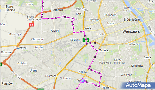 Rozkład jazdy autobusu 154 na przystanku Krakowiaków 05. ZTM Warszawa na mapie Targeo