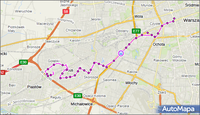 Rozkład jazdy autobusu N35 na przystanku PKP WKD Al.Jerozolimskie 02. ZTM Warszawa na mapie Targeo