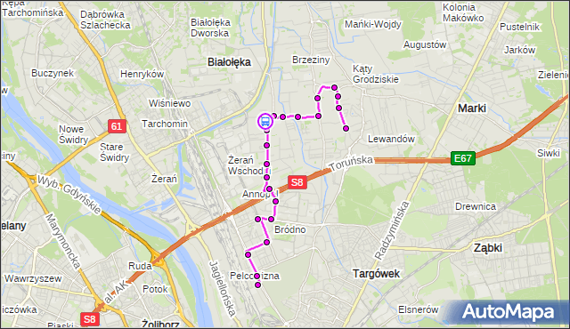 Rozkład jazdy autobusu 204 na przystanku Przydrożna 01. ZTM Warszawa na mapie Targeo