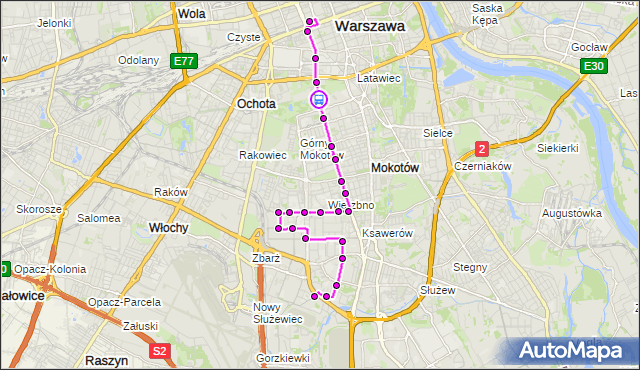 Rozkład jazdy autobusu N36 na przystanku Biblioteka Narodowa 01. ZTM Warszawa na mapie Targeo