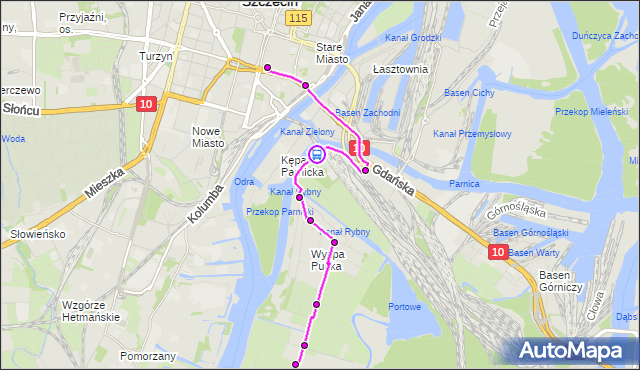 Rozkład jazdy autobusu 52 na przystanku Kanał (nowa nazwa: Kanał Parnicki) nż 12. ZDiTM Szczecin na mapie Targeo