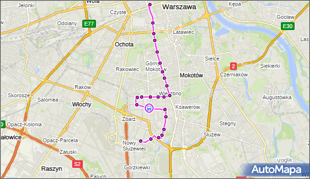 Rozkład jazdy autobusu N36 na przystanku Domaniewska 02. ZTM Warszawa na mapie Targeo