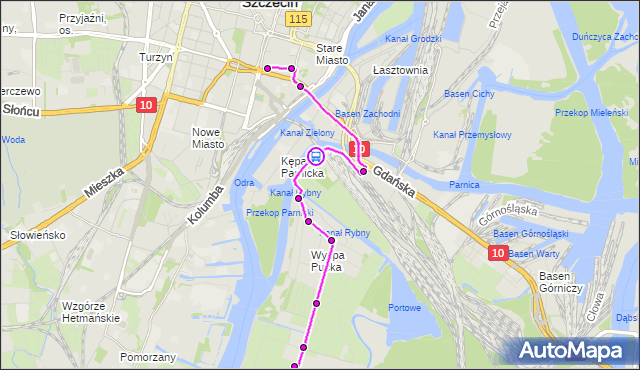 Rozkład jazdy autobusu 52 na przystanku Kanał (nowa nazwa: Kanał Parnicki) nż 11. ZDiTM Szczecin na mapie Targeo