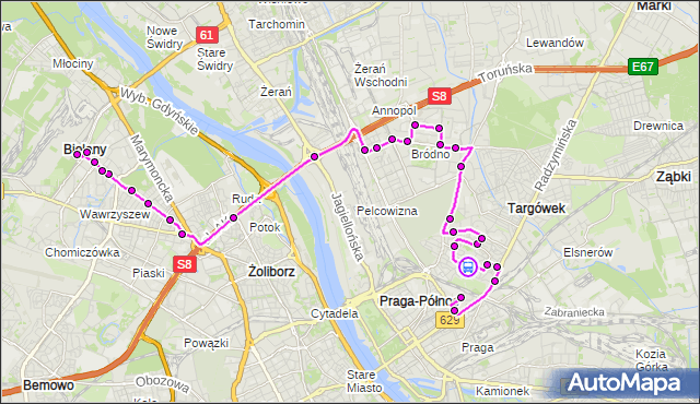 Rozkład jazdy autobusu 156 na przystanku Metro Targówek Mieszkaniowy 01. ZTM Warszawa na mapie Targeo
