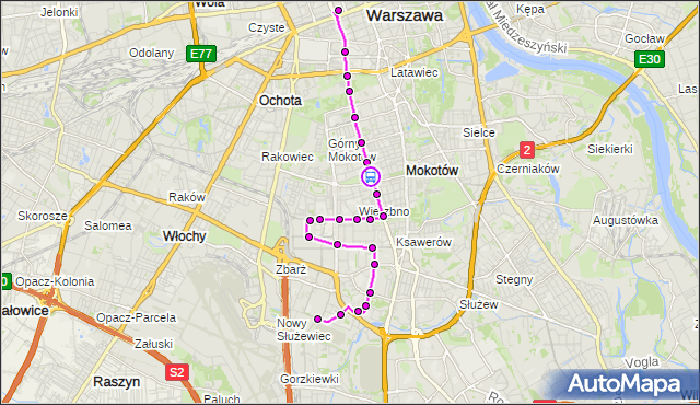 Rozkład jazdy autobusu N36 na przystanku Odyńca 02. ZTM Warszawa na mapie Targeo