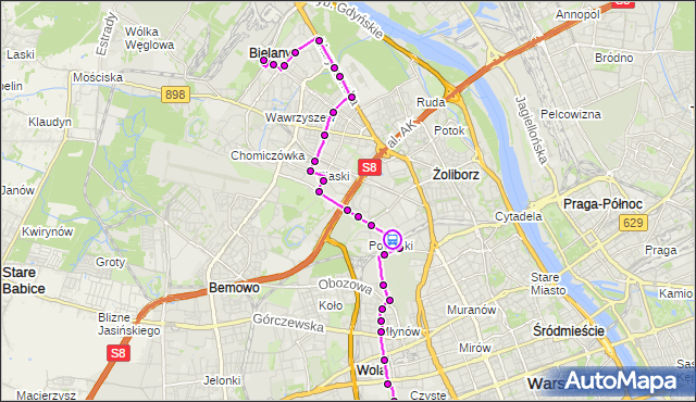 Rozkład jazdy autobusu 103 na przystanku PKP Powązki 01. ZTM Warszawa na mapie Targeo