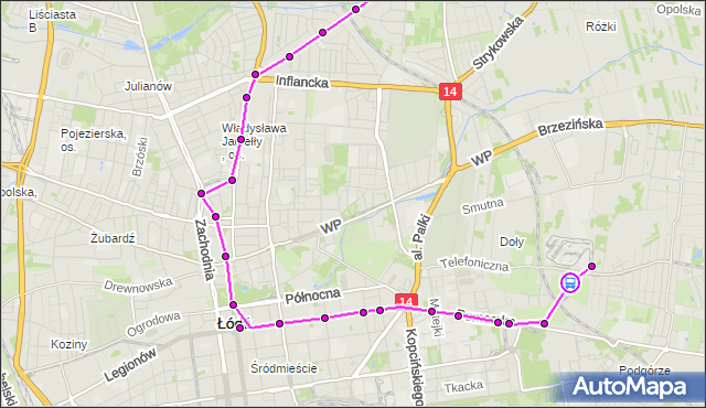 Rozkład jazdy tramwaju 3 na przystanku Telefoniczna Zajezdnia. MPKLodz na mapie Targeo