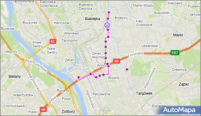 Rozkład jazdy autobusu 104 na przystanku Białołęka-Kanał 02. ZTM Warszawa na mapie Targeo