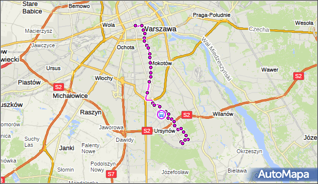 Rozkład jazdy autobusu N37 na przystanku Ursynów Płd. 01. ZTM Warszawa na mapie Targeo