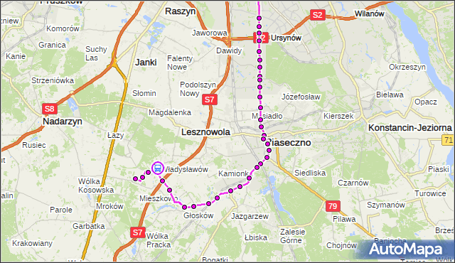 Rozkład jazdy autobusu 727 na przystanku Władysławów 03. ZTM Warszawa na mapie Targeo