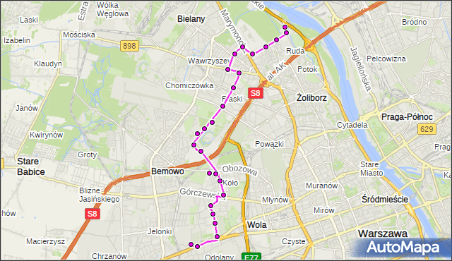 Rozkład jazdy autobusu 197 na przystanku Hala Sportowa Bemowo 03. ZTM Warszawa na mapie Targeo