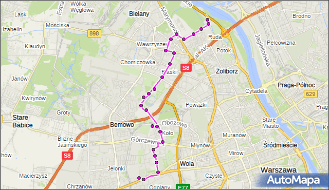 Rozkład jazdy autobusu 197 na przystanku Ogrody Działkowe Piaski 01. ZTM Warszawa na mapie Targeo