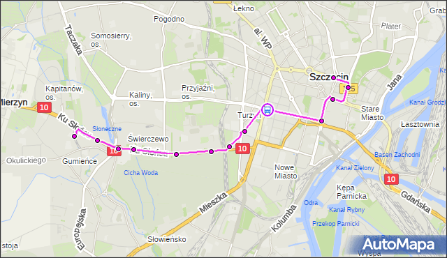 Rozkład jazdy tramwaju 10 na przystanku Plac Kościuszki 21. ZDiTM Szczecin na mapie Targeo