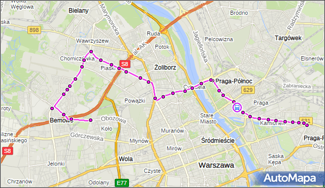 Rozkład jazdy tramwaju 28 na przystanku Ząbkowska 04. ZTM Warszawa na mapie Targeo