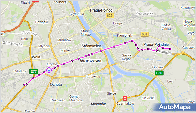 Rozkład jazdy autobusu 158 na przystanku Białobrzeska 02. ZTM Warszawa na mapie Targeo
