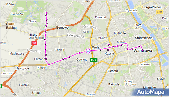 Rozkład jazdy autobusu 105 na przystanku Ordona-WSA 02. ZTM Warszawa na mapie Targeo