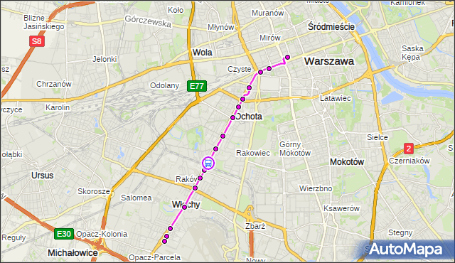 Rozkład jazdy autobusu N38 na przystanku PKP Rakowiec 01. ZTM Warszawa na mapie Targeo