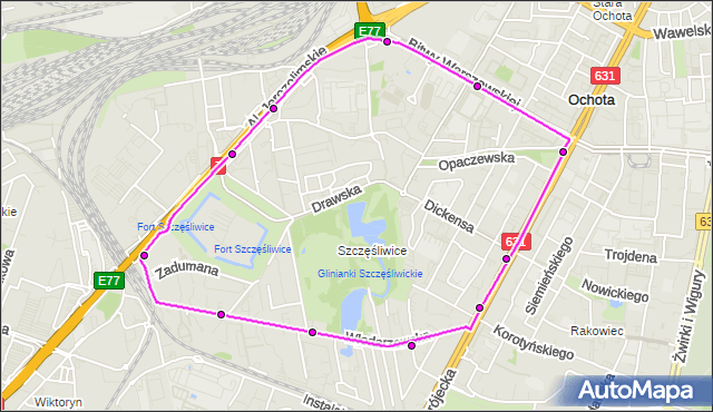 Mapa Polski Targeo, Autobus 208 - trasa BITWY WARSZAWSKIEJ 1920 - BITWY WARSZAWSKIEJ 1920. ZTM Warszawa na mapie Targeo