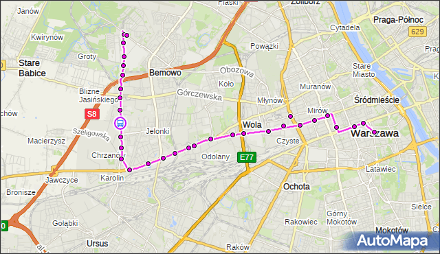 Rozkład jazdy autobusu 105 na przystanku Batalionów Chłopskich 01. ZTM Warszawa na mapie Targeo