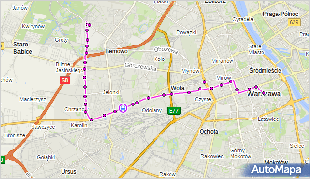 Rozkład jazdy autobusu 105 na przystanku P+R Połczyńska 01. ZTM Warszawa na mapie Targeo