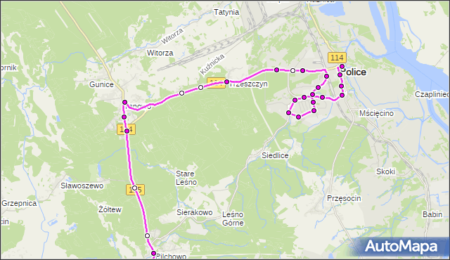 Rozkład jazdy autobusu 103 na przystanku Pilchowo Ogrody nż 11. ZDiTM Szczecin na mapie Targeo