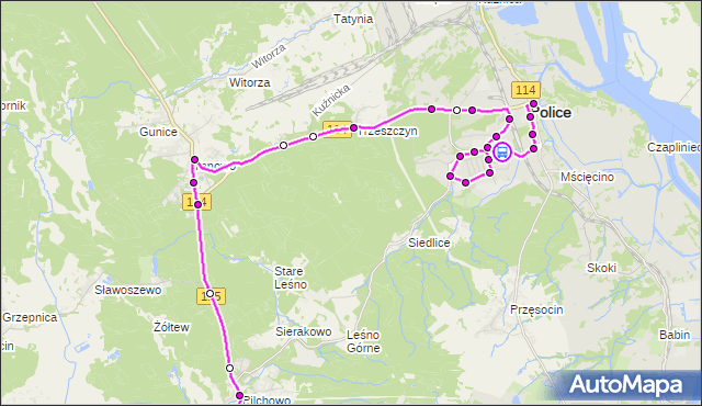 Rozkład jazdy autobusu 103 na przystanku Police Przybora 11. ZDiTM Szczecin na mapie Targeo