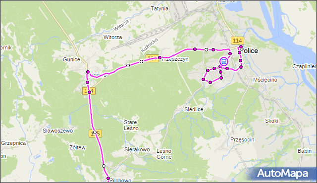 Rozkład jazdy autobusu 103 na przystanku Police Szpital 12. ZDiTM Szczecin na mapie Targeo