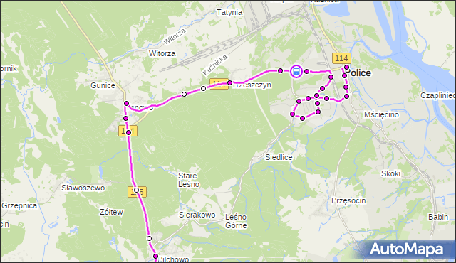 Rozkład jazdy autobusu 103 na przystanku Police Tanowska nż 11. ZDiTM Szczecin na mapie Targeo