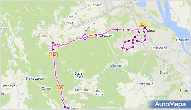 Rozkład jazdy autobusu 103 na przystanku Trzeszczyn Pomnik nż 11. ZDiTM Szczecin na mapie Targeo