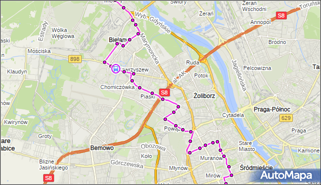 Rozkład jazdy autobusu N41 na przystanku Cm.Wawrzyszewski 01. ZTM Warszawa na mapie Targeo